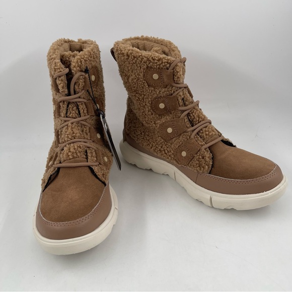 Sorel Explorer II Joan Cozy - Size 6 - Dk. Tan White Sherpa Boots - Ships Free! - Picture 6 of 12
